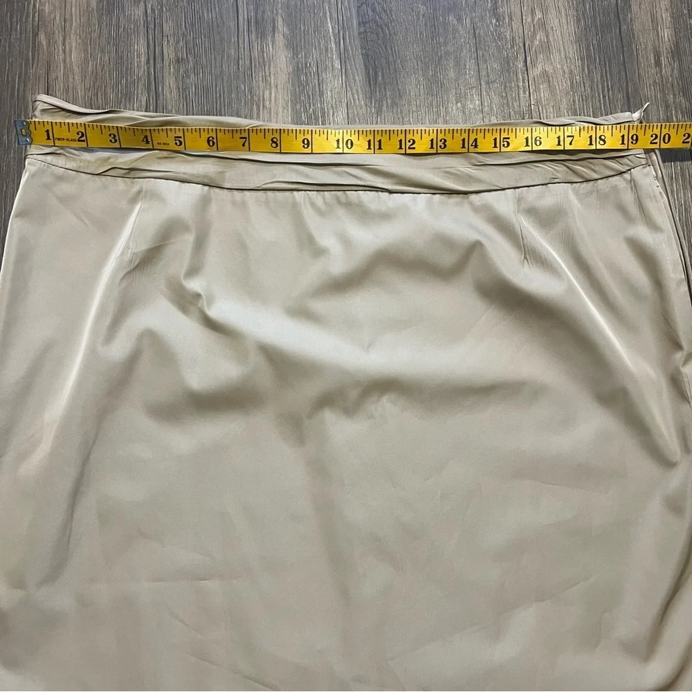 Rena Lange Knee Length Beige Pencil Straight Side Zip Women's Skirt Plus Size 16